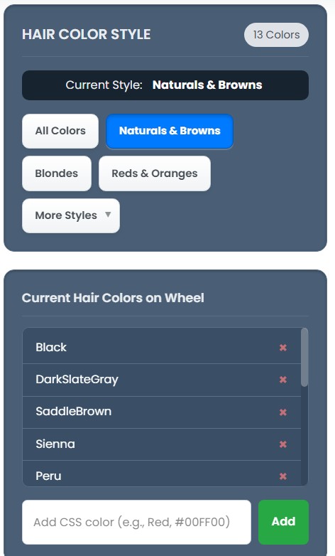 hair color wheel mode