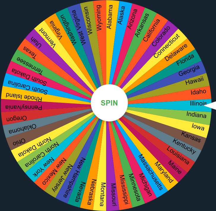 50 State Wheel - Random State Generator Wheel