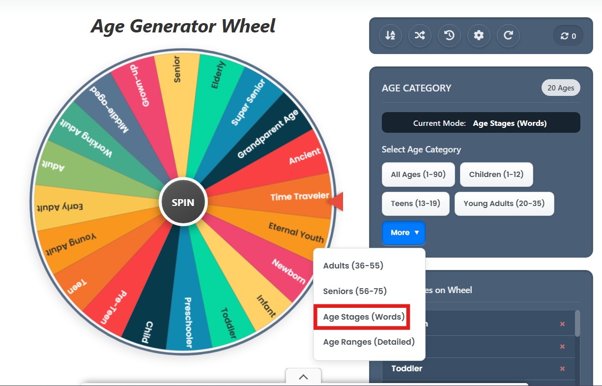 age randomizer with words