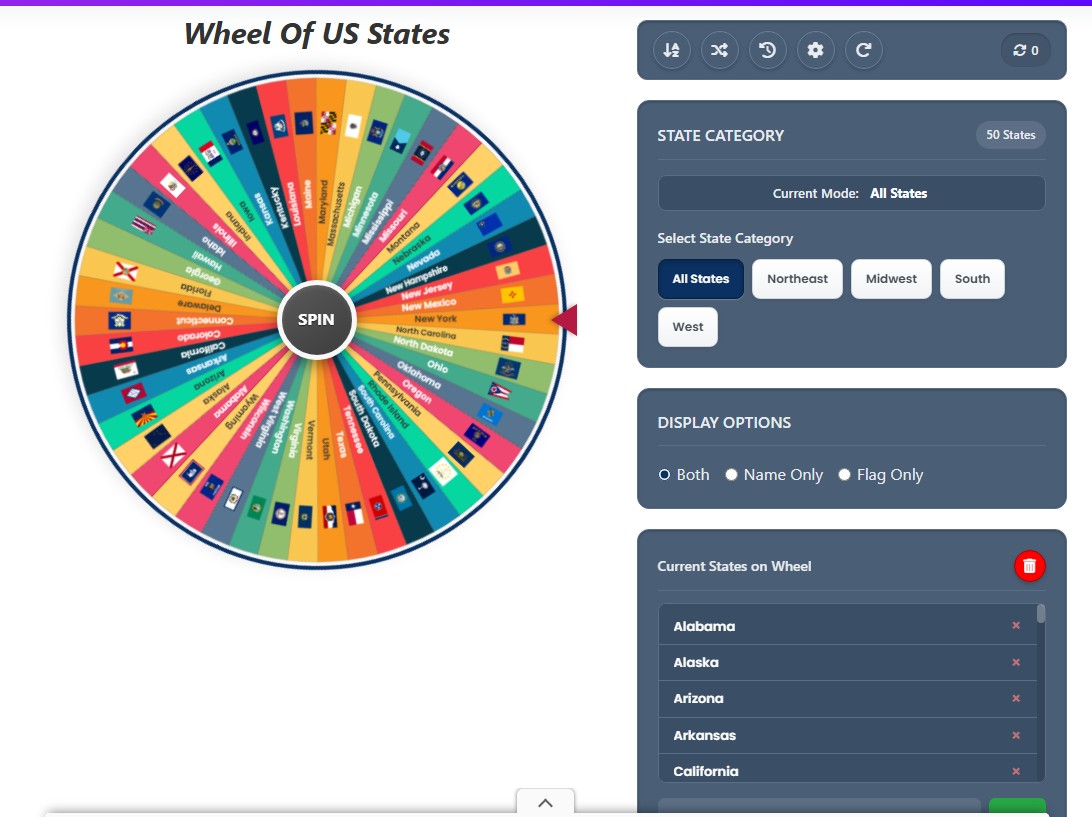 all 50 states wheel