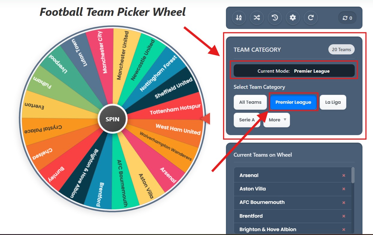 Team Category Section mode