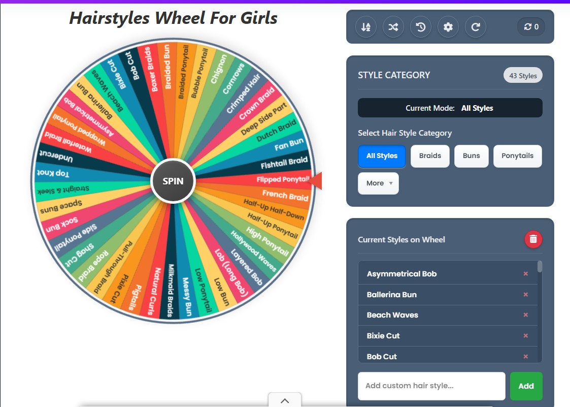 hairstyle wheel for female