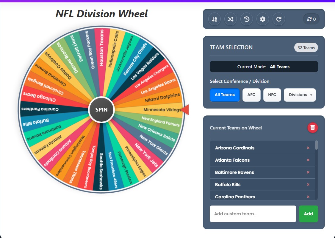 random nfl division generator