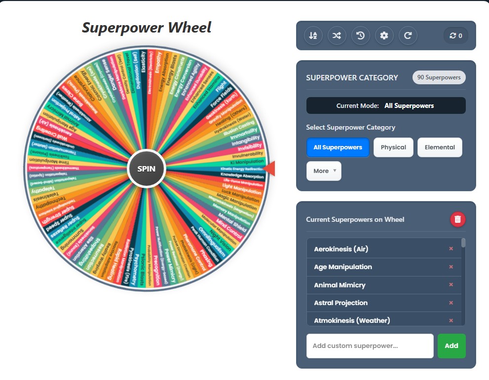 random superpower wheel