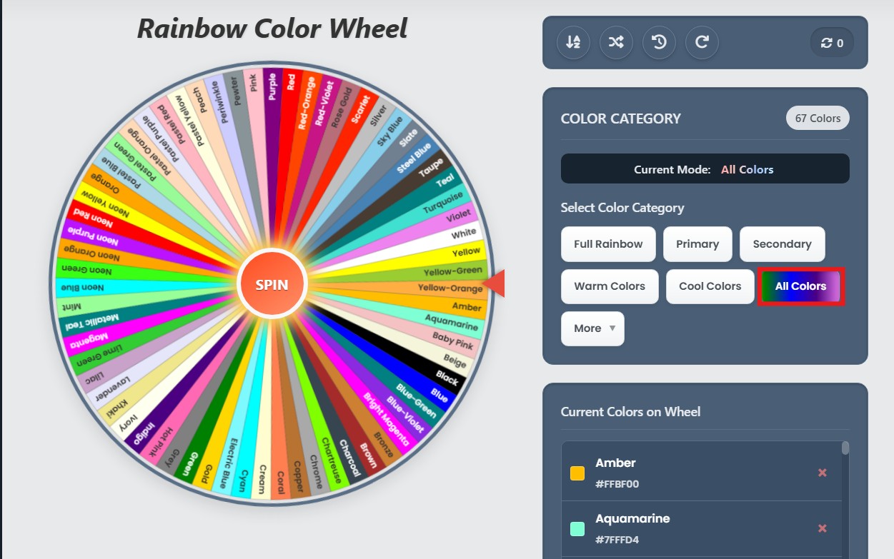 all colors wheel