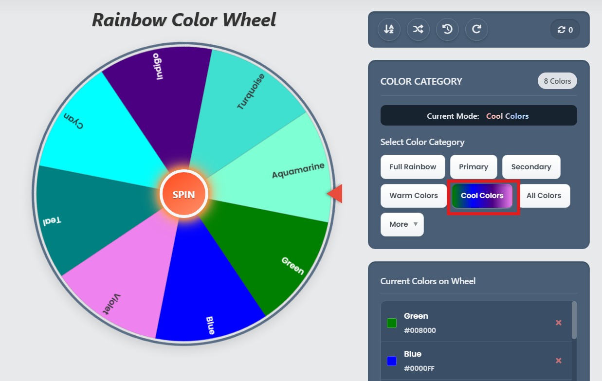 cool colors wheel