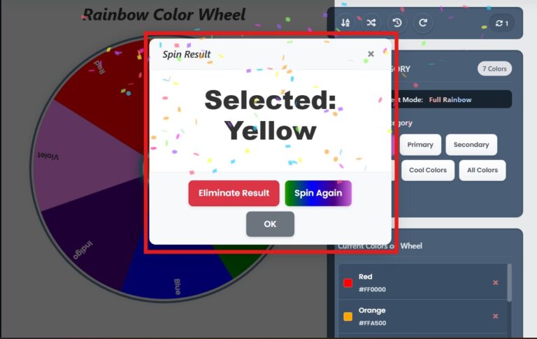 Rainbow Wheel Spin 🌈: Fun Random Color Picker!