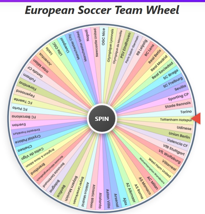 european soccer team wheel