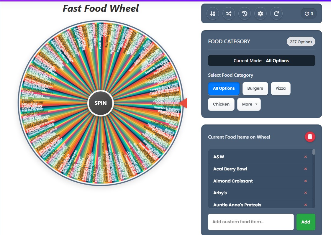 fast food generator all option