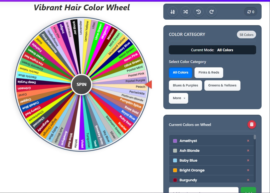 hair color picker wheel