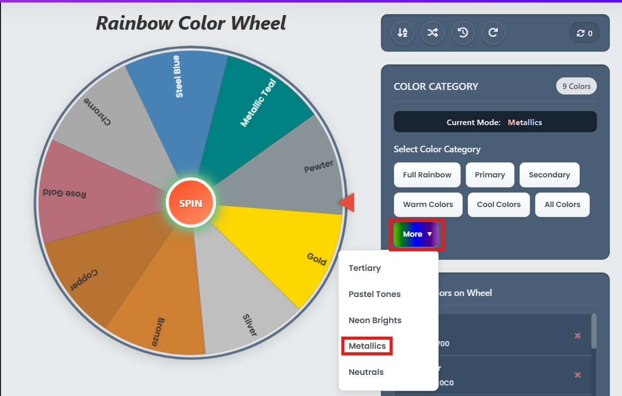 metallic color wheel