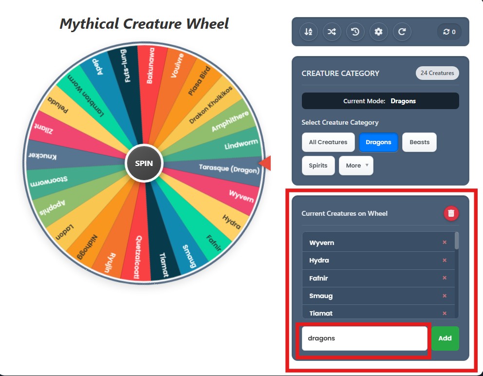 mythical creature generator custom input