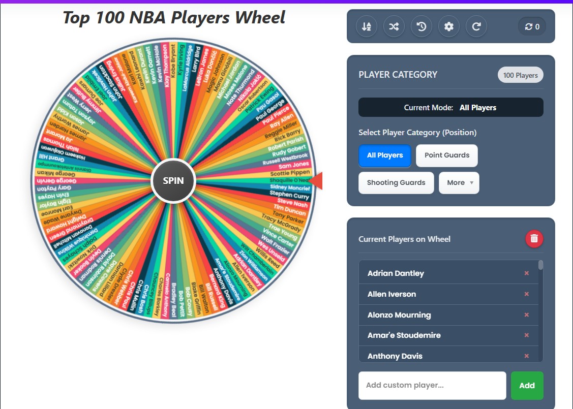 nba player spinner wheel