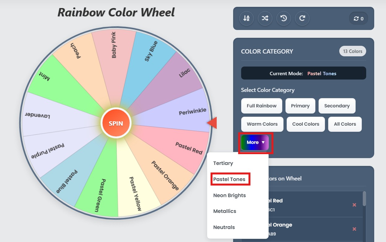 pastel color wheel