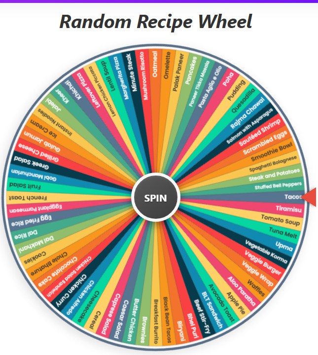 random recipe wheel