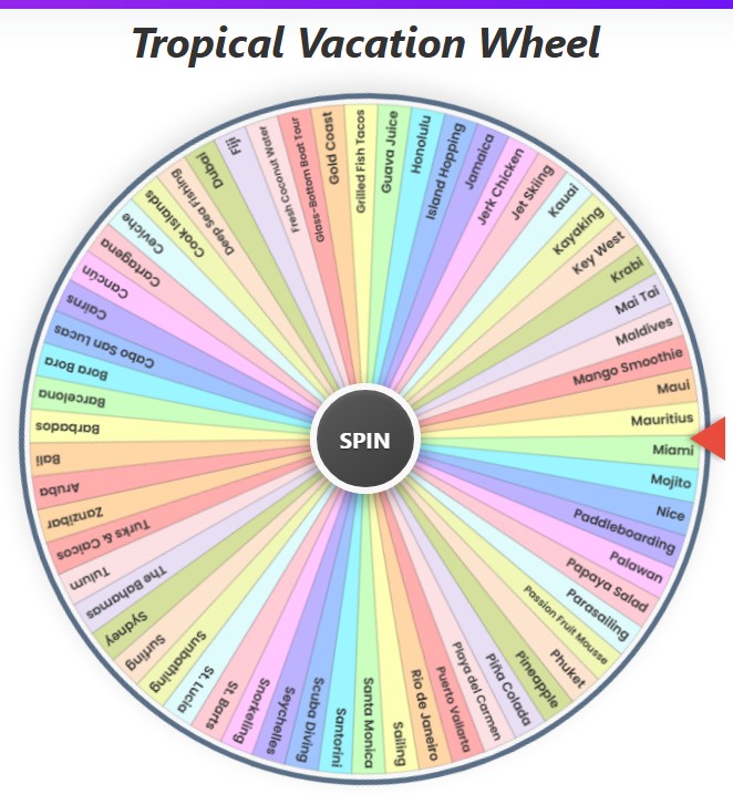 tropical vacation wheel