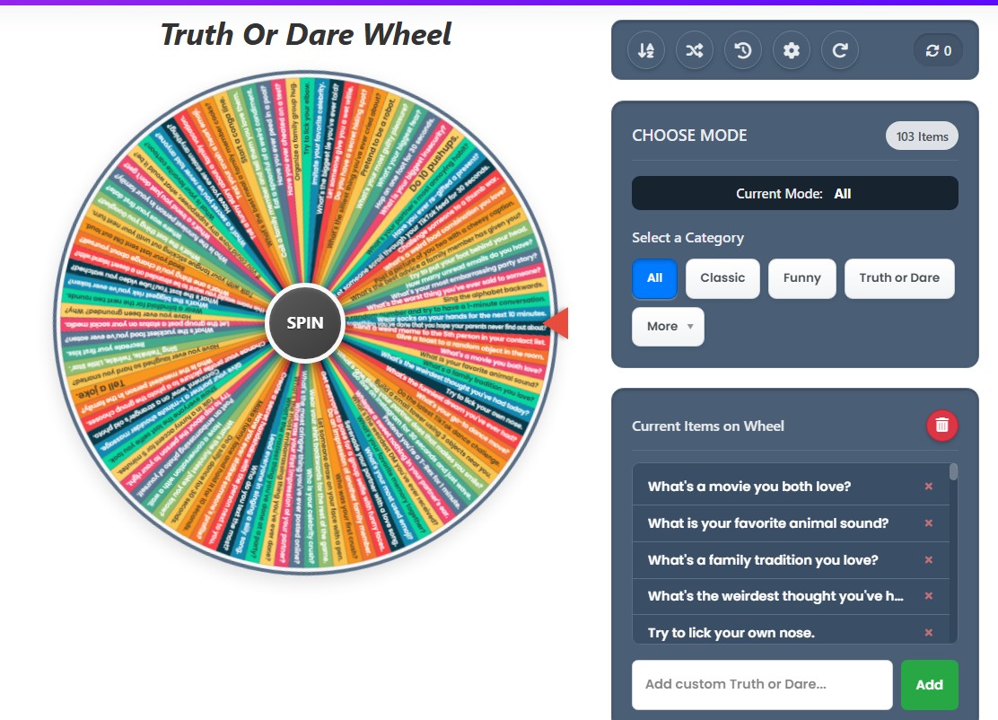 truth or dare spinner