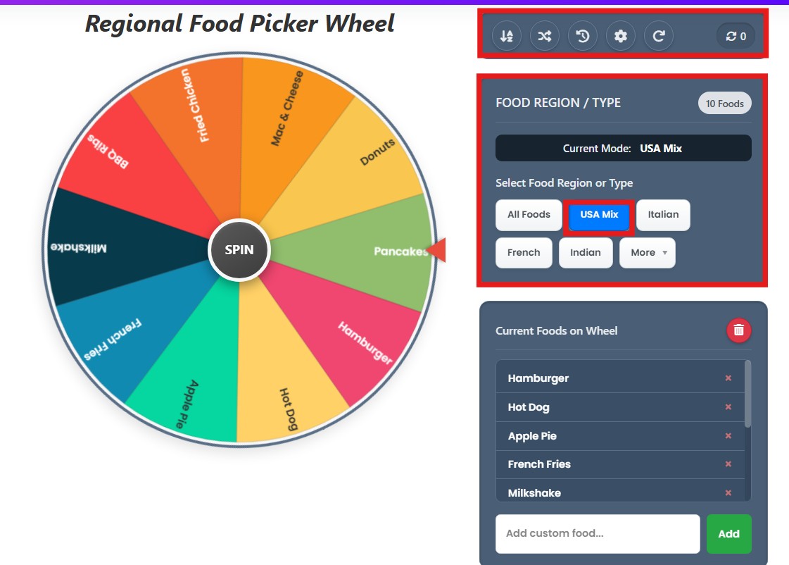usa food wheel