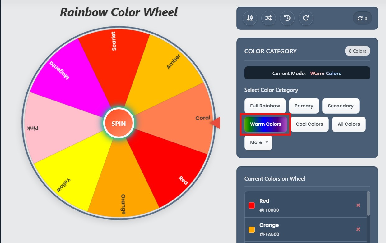 warm color wheel