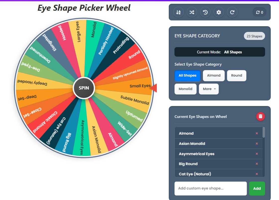 eye shape spin the wheel
