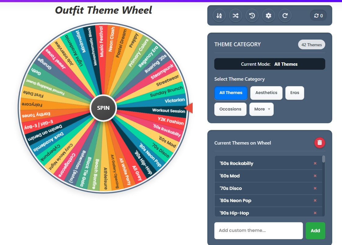 outfit theme wheel