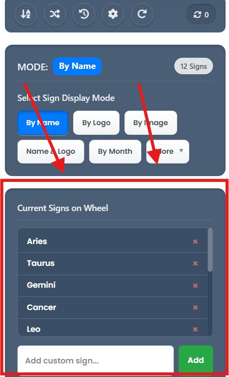 zodiac sign wheel Customization