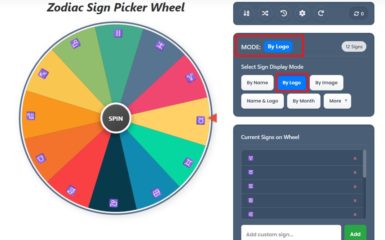 zodiac sign wheel by logo