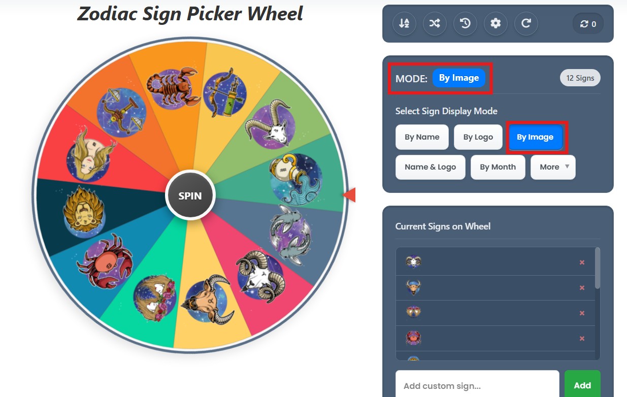 zodiac signs wheel by image