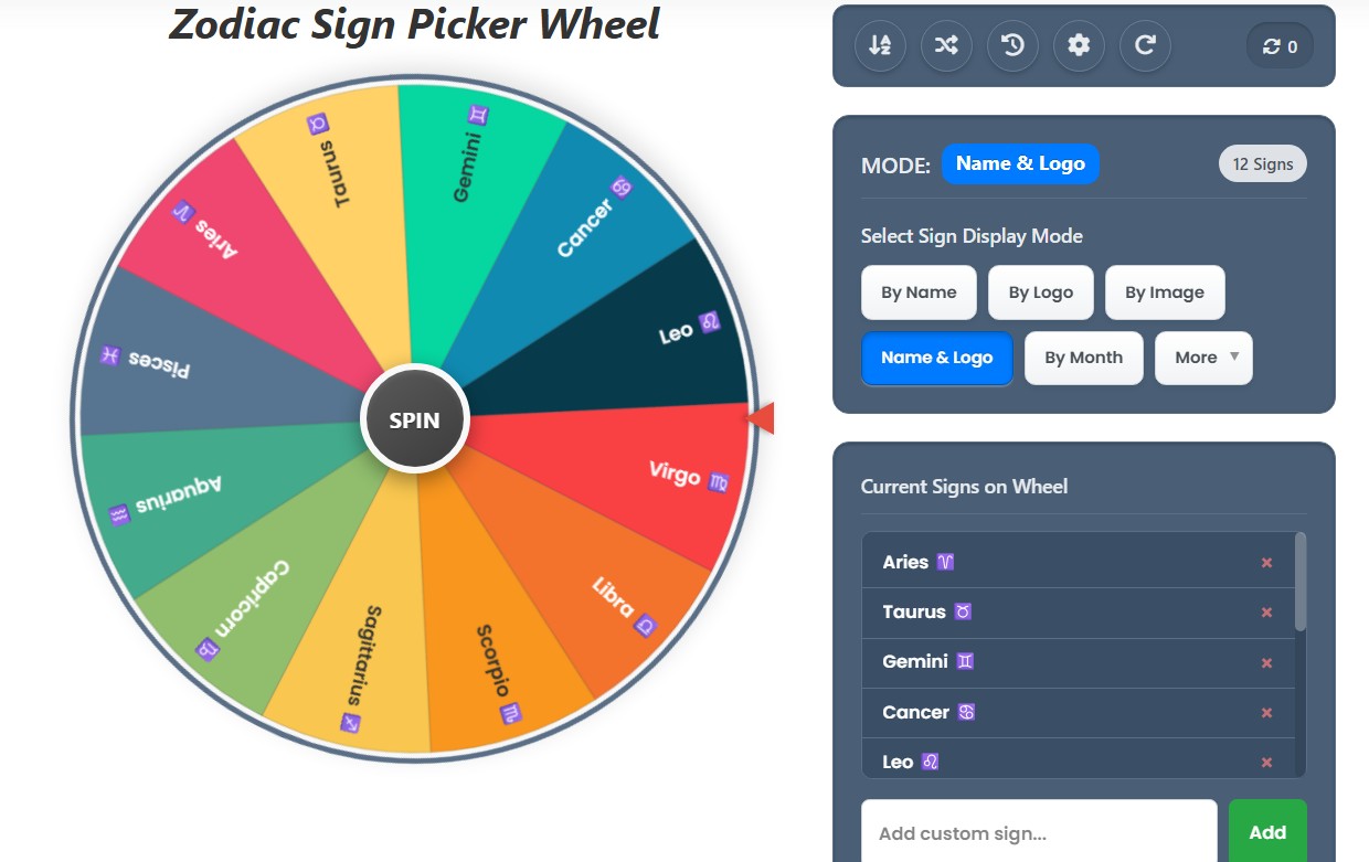 zodiac signs wheel by name logo