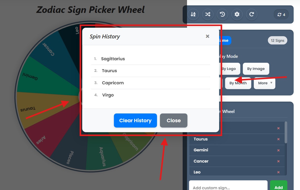 zodiac wheel history box