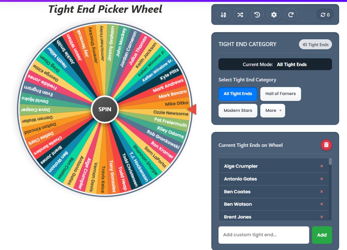 NFL Random Tight End Picker