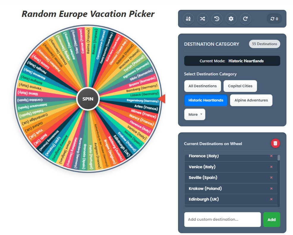 Random Europe Vacation Picker