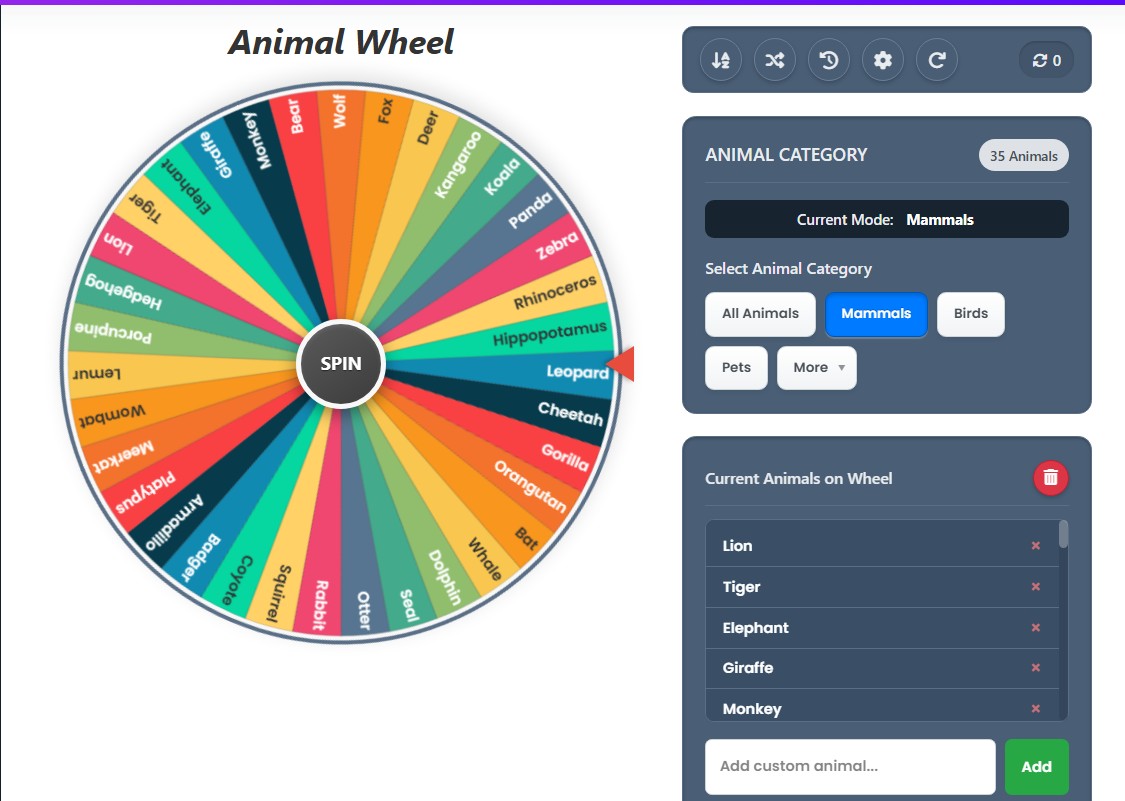 animal spinner