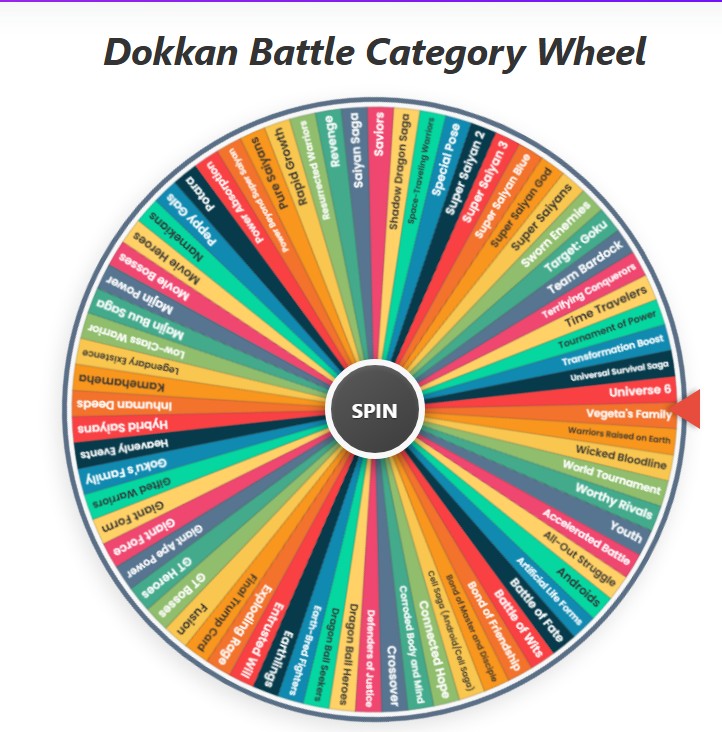dokkan battle categories wheel