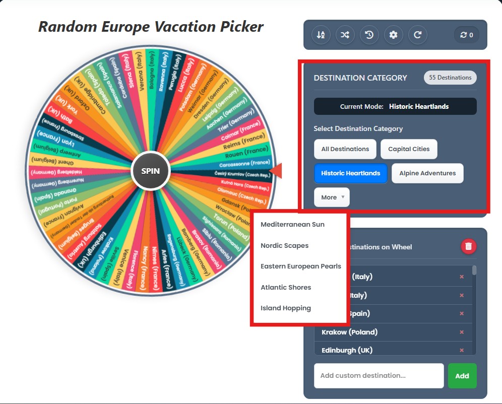 random Europe destination picker
