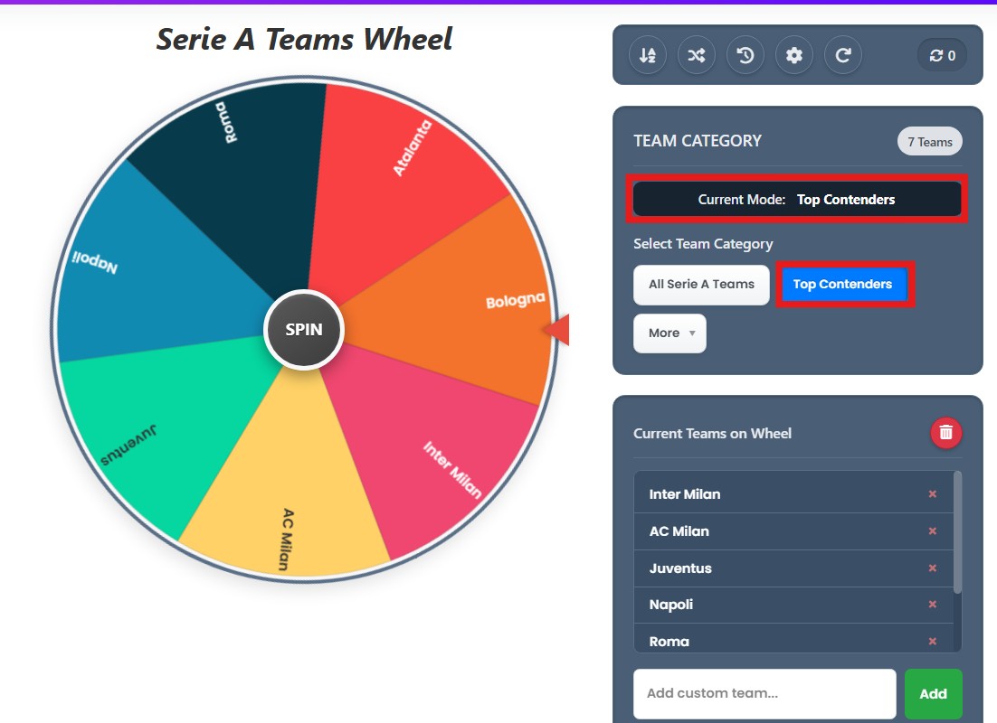 serie a spin the wheel