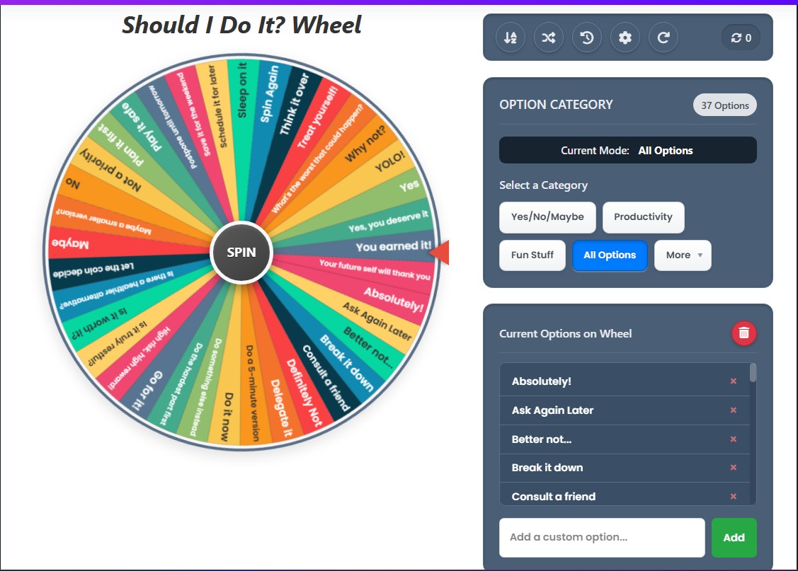 wheel decide yes or no