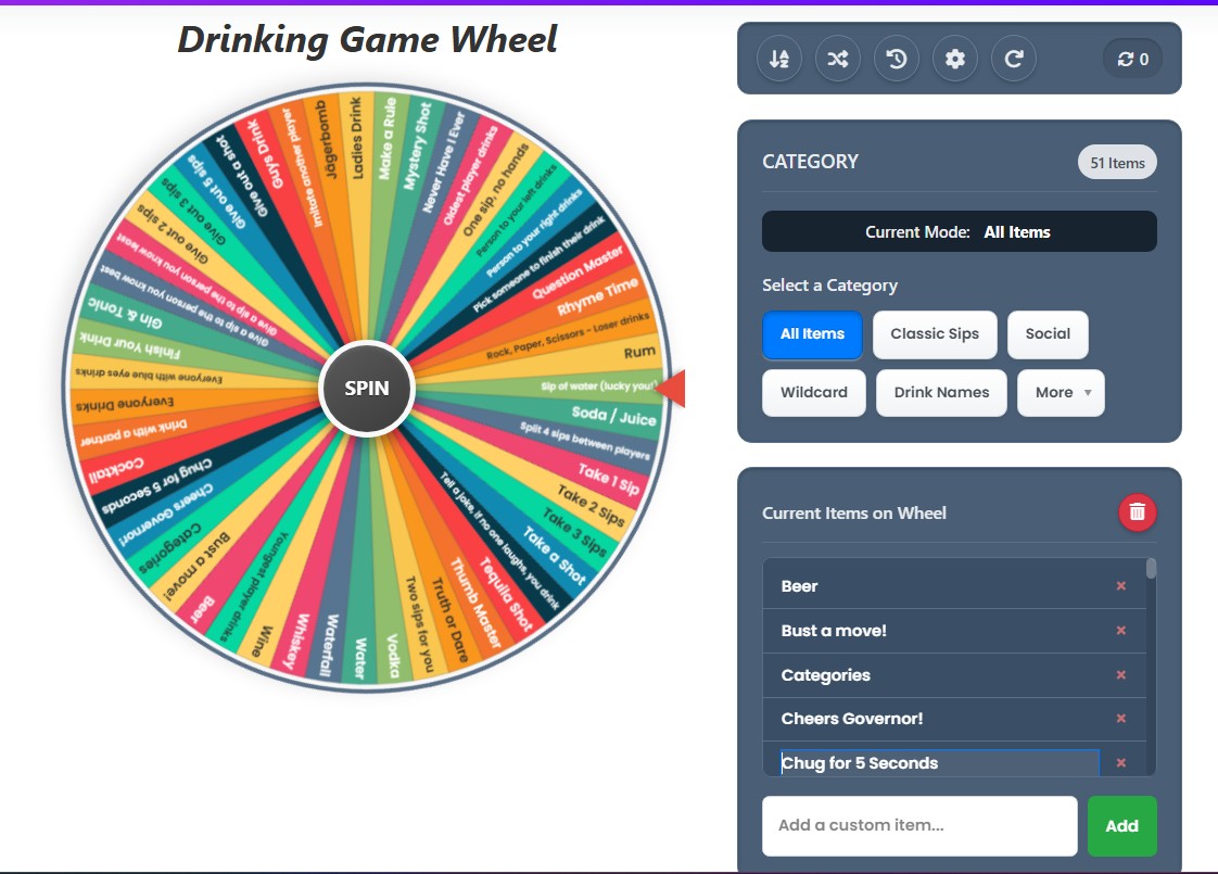 wheel of drinking