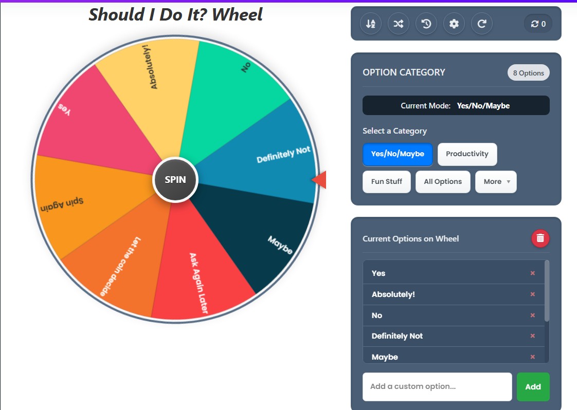 yes or no wheel decide