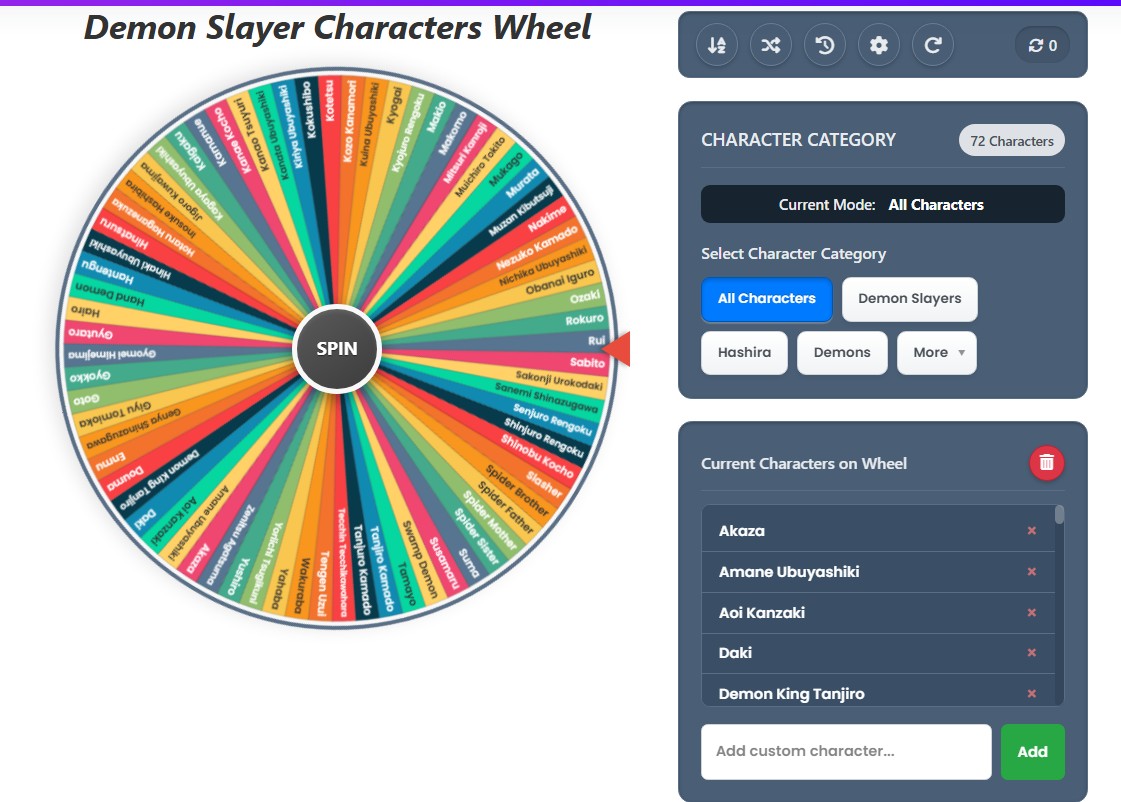 demon slayer characters wheel
