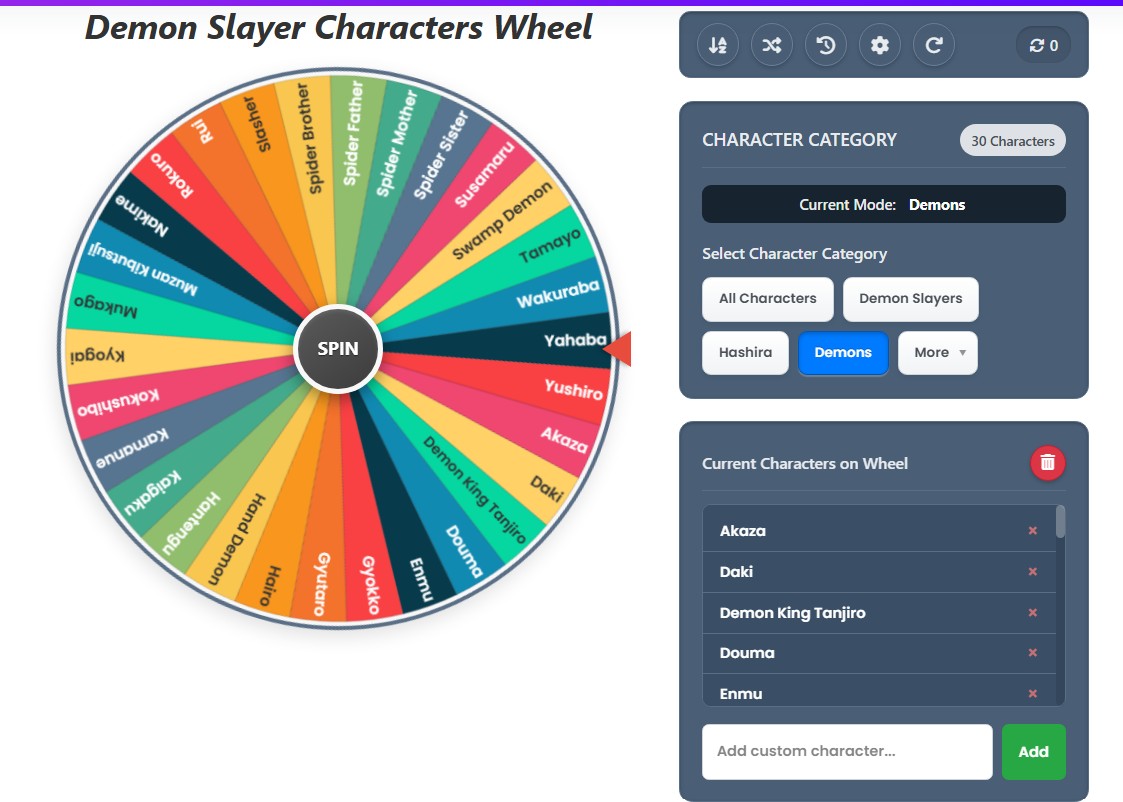 demon slayer spin the wheel