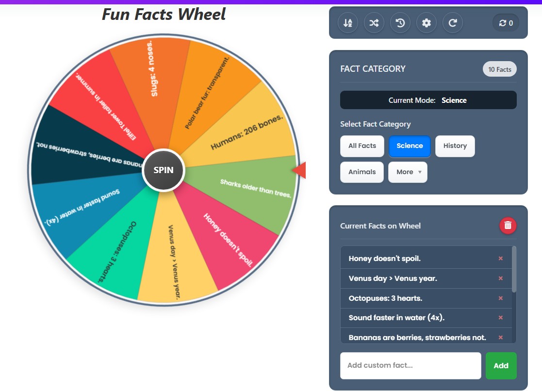 fun and facts wheel