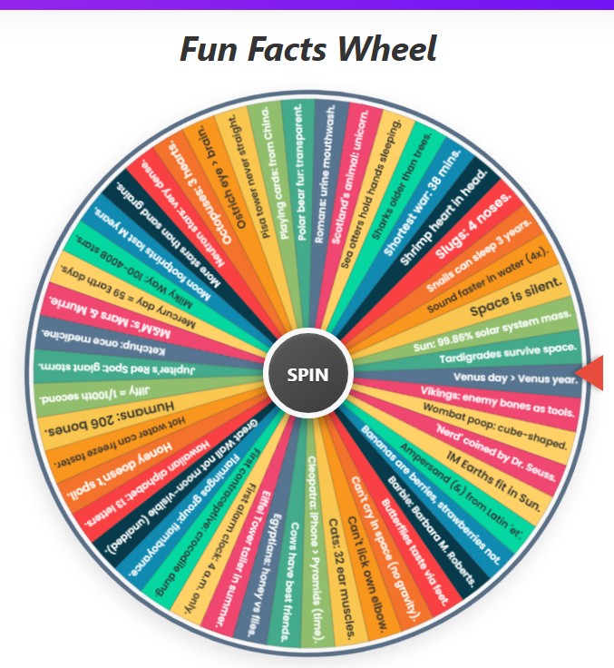 fun facts wheel