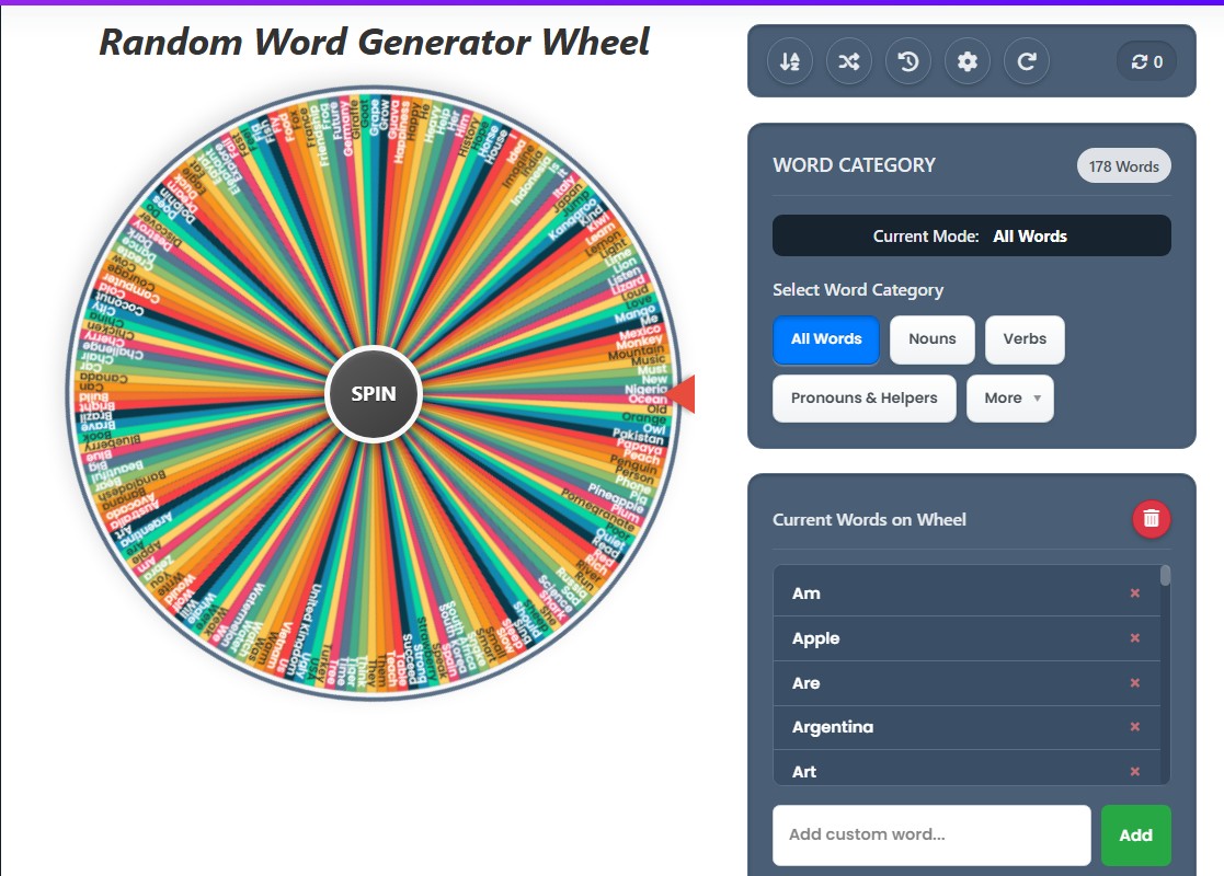 random word generator wheel