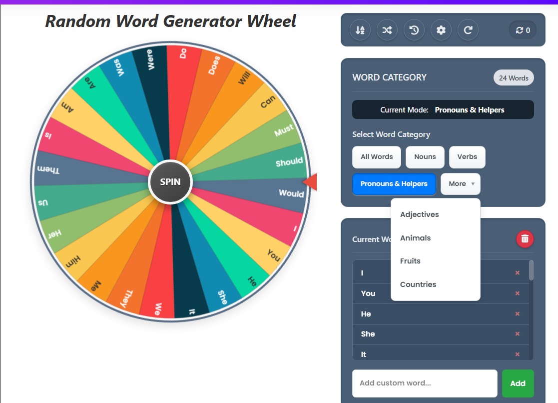random word wheel