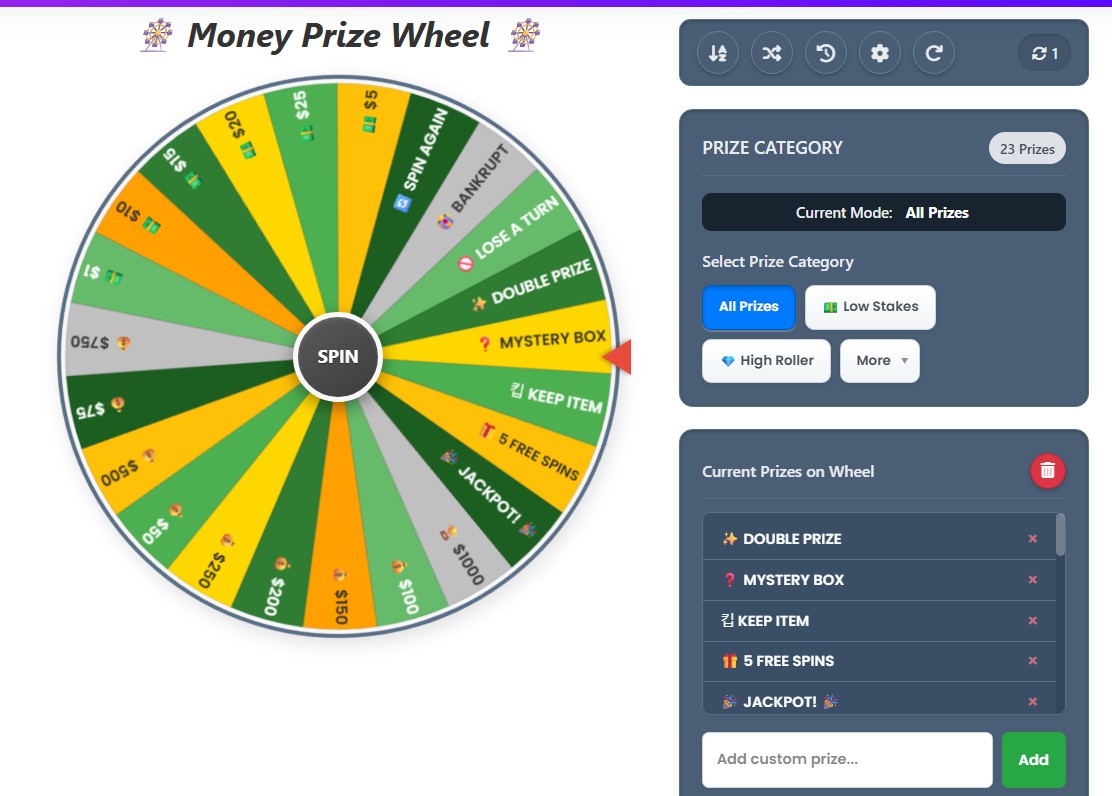 spin the wheel money