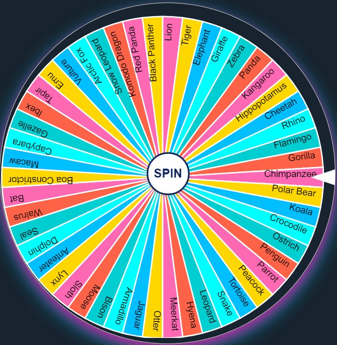 zoo animals wheel