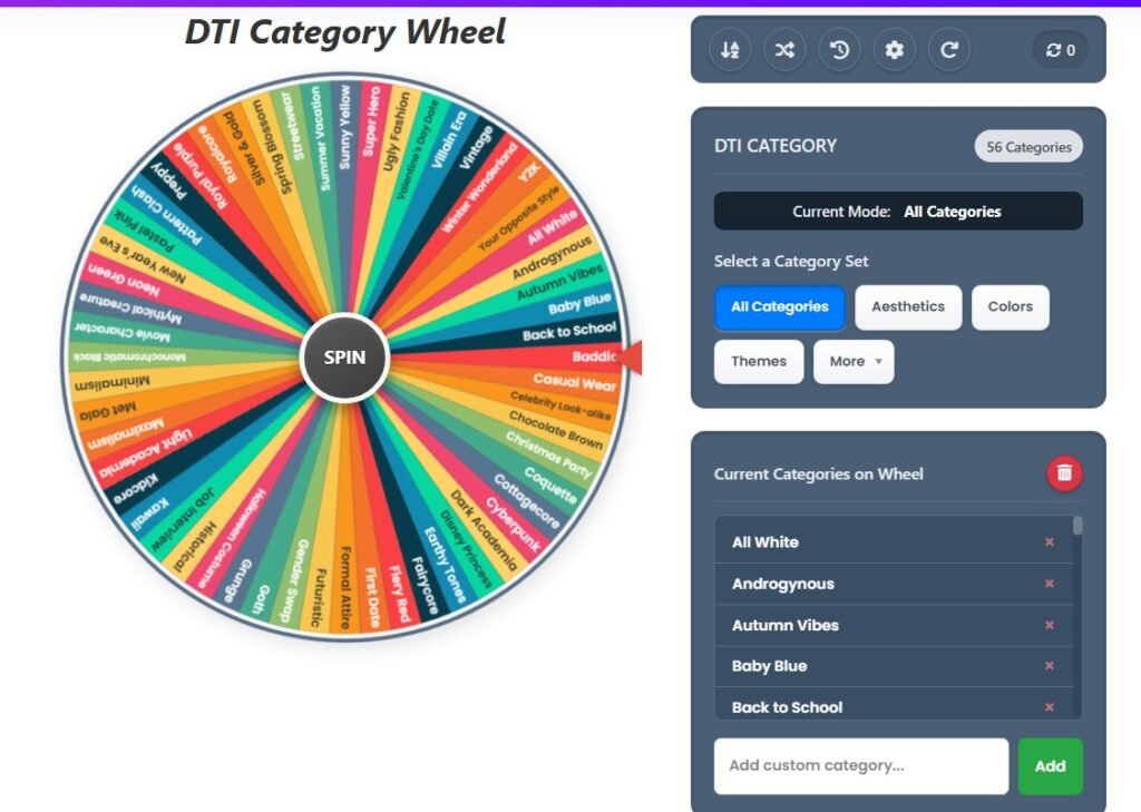 DTI Categories Wheel Spin For Style Themes