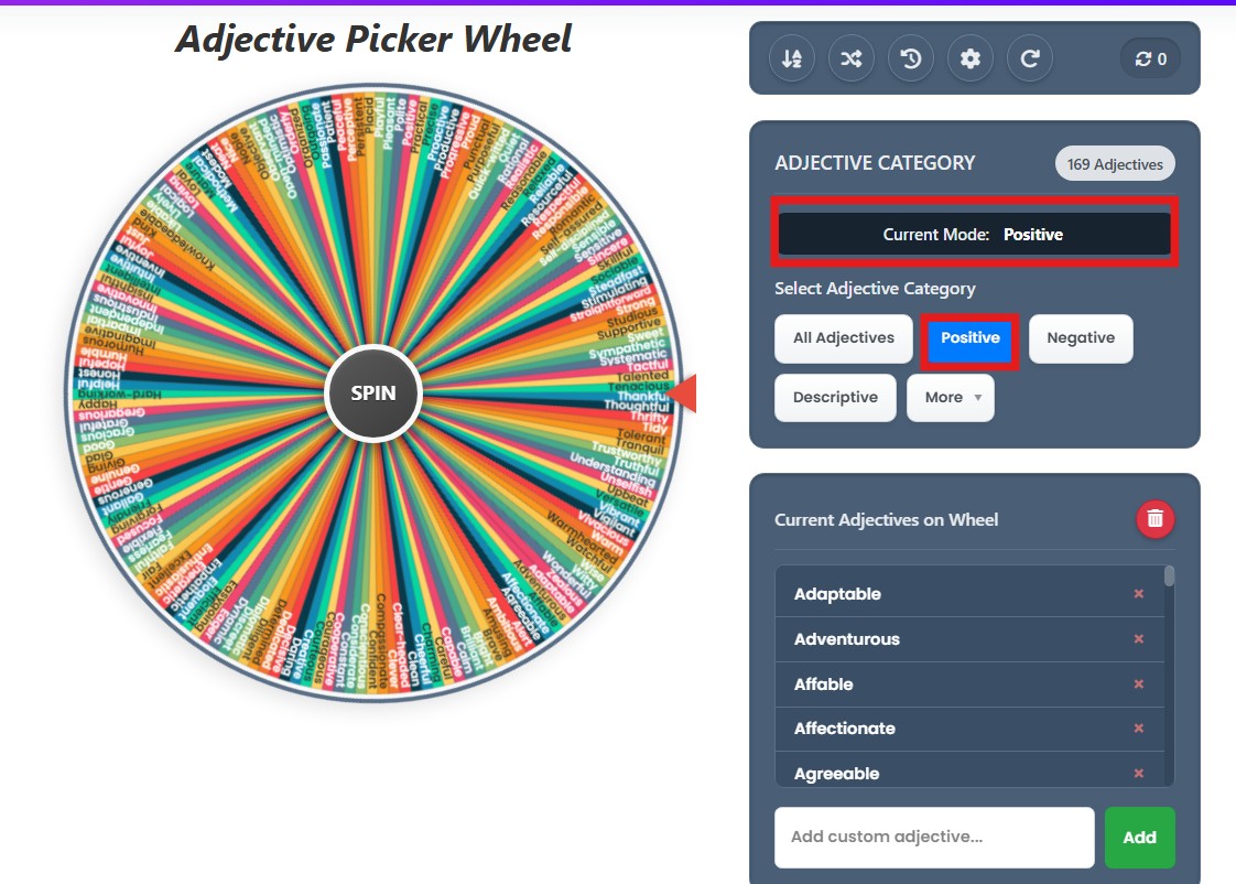 positive adjective generator