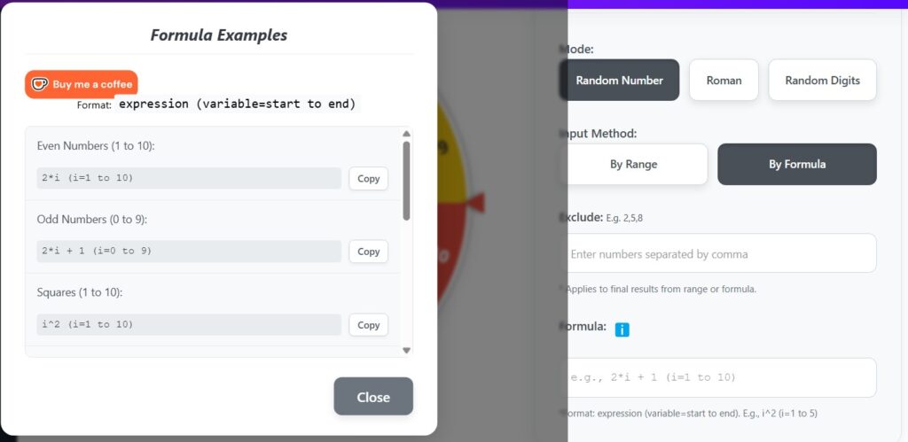 Formula Input and Exclude Settings